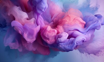 Fototapeta premium purple and pink smoke surrounded by the purple blue waves, in the style of abstraction-création, flowing fabrics, digital print