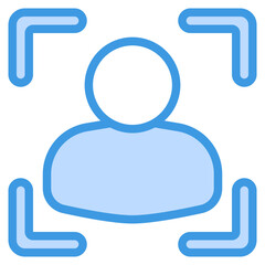 Face recognition icon in blue style, use for website mobile app presentation