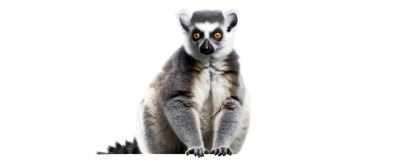 Obraz premium a Ring-tailed Lemur full body, sitting, front view, wildlife-themed, photorealistic illustrations on a transparent background cutout in PNG. Generative ai