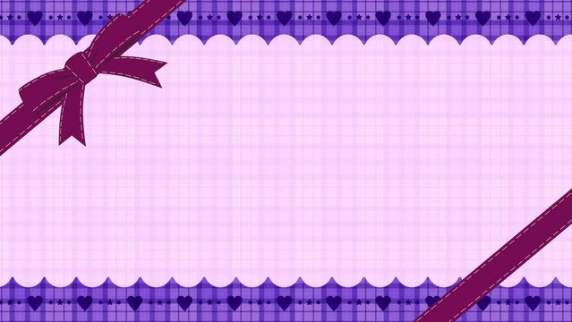 リボンとハートの可愛いループ動画　紫バージョン