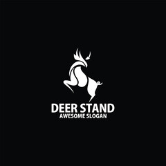 white deer stand logo design icon