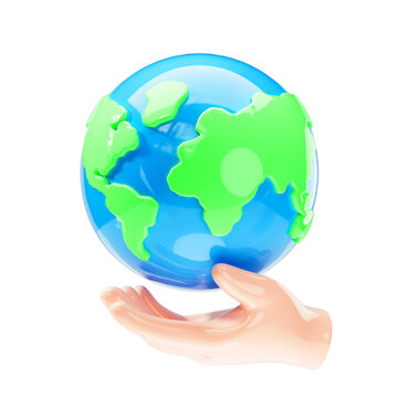 earth in hand, earth day environment conservation 3d icon