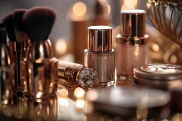 Various Cosmetic articles in a close-up shot, macro shot - made with generative AI tools