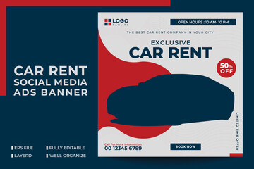 Fototapeta premium Professional Car rental instagram social media Ads post banner Template