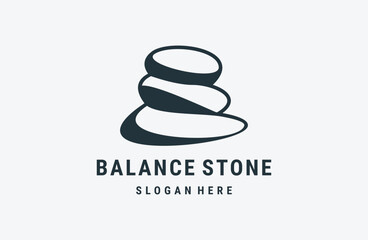 stone rock balancing zen logo wellness vector emblem illustration design on white background .
