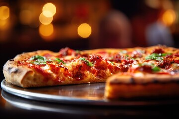 Deep Dish pizza in a close-up shot, macro shot - made with generative AI tools