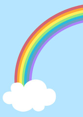 虹のかかる青空と白い雲のイラスト背景素材

