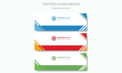 Social media cover page layout with 3 colors themes web banner template design set