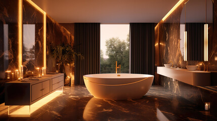 Salle de bains de luxe dans des tons bronze