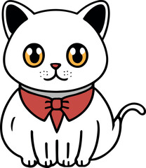Fototapeta premium Funny cat and adorable kitten character vector design with flat color in white background suitable for sticker, cartoon and print design.