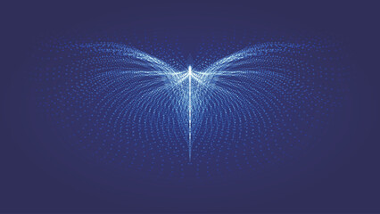 Luminous particle trajectory spread wings or abstract butterfly vector graphics