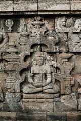 Magelang, Indonesia - 23 May 2023

Detail of Reliefs Borobudur Temple in Magelang, Central Java, Indonesia. This Temple is one of favourite tourism areas in Magelang or around Yogyakarta