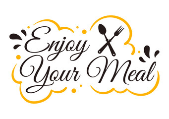 Enjoy Your Meal Vector Illustration a Variety of Delicious Food in Home or Restaurant in Flat Cartoon Hand Drawn Landing Page Background Templates