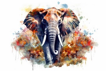 Elephant. Elephant illustration watercolor  Generative AI