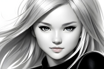 Fototapeta premium cute blonde girl closeup illustration