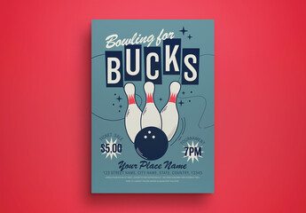 Blue Retro Bowling Tournament Flyer Layout