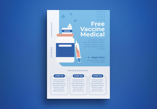Blue Flat Design Vaccine Medical Flyer Layout