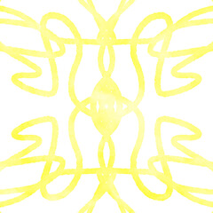 Yellow Watercolor Lines Doodle Background