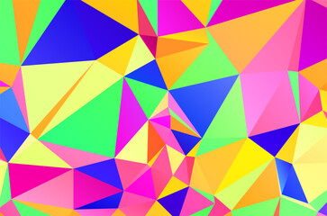 abstract colorful background consisting of triangles of different sizes and shapes.