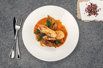 Grilled tasty chicken with spices dish