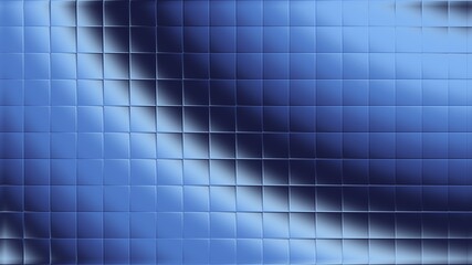 Illustration of a blue background with a rounded blurred stripe and a black square mosaic in the foreground