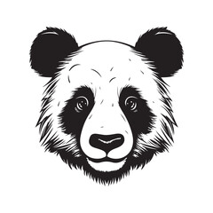 panda, vintage logo line art concept black and white color, hand drawn illustration