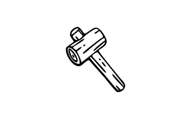 WOOD HAMMER Doodle art illustration with black and white style.