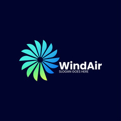 Vector Logo Illustration Windmill Gradient Colorful Style