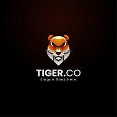 Vector Logo Illustration Tiger Gradient Colorful Style