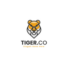 Vector Logo Illustration Tiger Simple Mascot Style