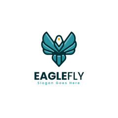 Vector Logo Illustration Eagle Simple Mascot Style.