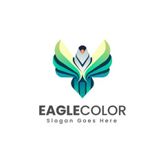 Vector Logo Illustration Eagle Gradient Colorful Style.