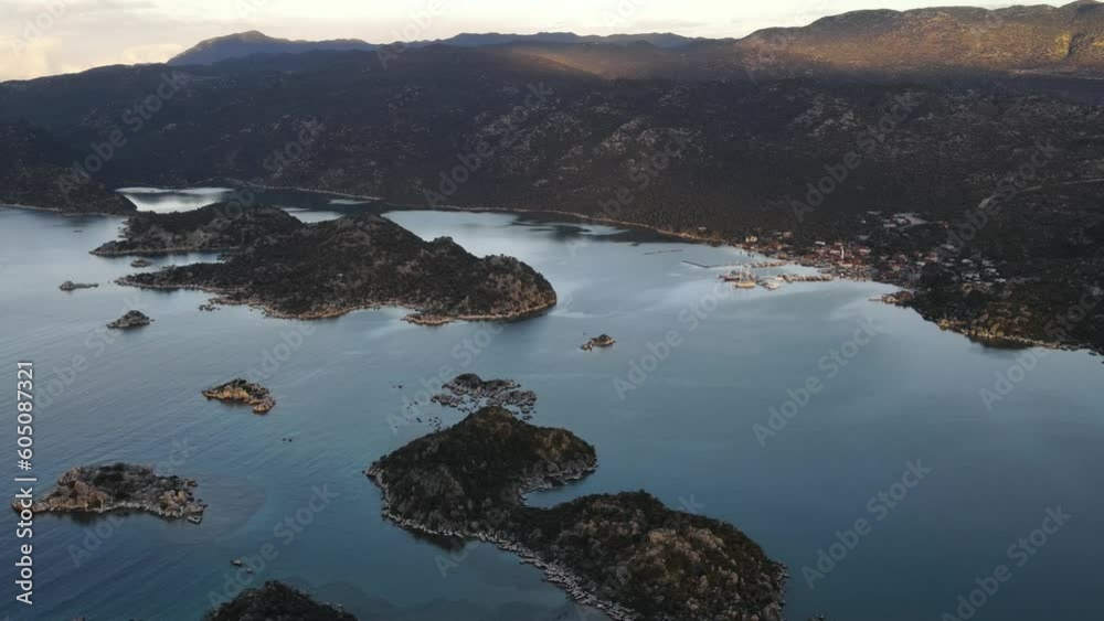 Wall mural The village of Kalekoy, Kekova view from drone in the Antalya Province of Turkey.  - Wall murals
