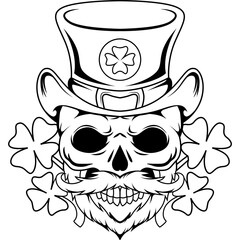 beard skull mascot character
