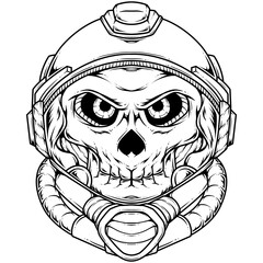 astronaut skull mascot character