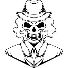 mafia skull mascot character - obrazy, fototapety, plakaty