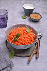 Carrot salad with white flax seeds