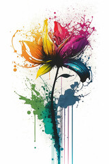 Colourful Flower Dripping Ink Splash Art