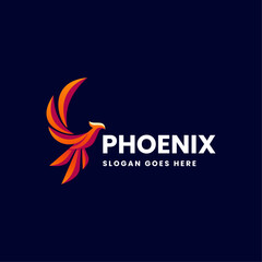 Vector Logo Illustration Phoenix Gradient Colorful Style.