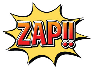 Zap retro comic speech bubble and effect in pop art style