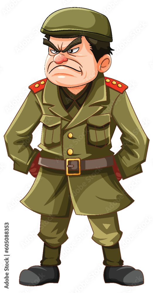 Poster grumpy army officer cartoon character