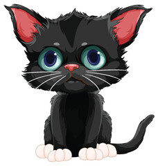 Cute Black Kitten in Sitting Pose