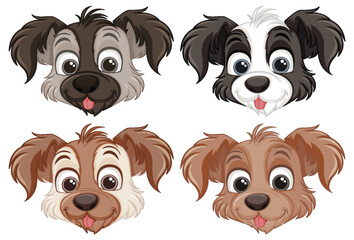Set of dog cartoon isolated