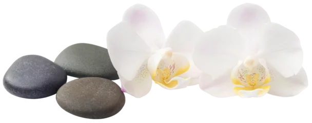 Rolgordijnen Spa stone with orchid flower © Swapan