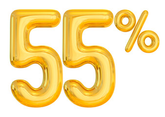 Number 55 Percent Off Golden Balloon