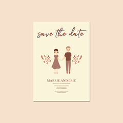 Autumn Wedding Invitation with Couple Cute portrait