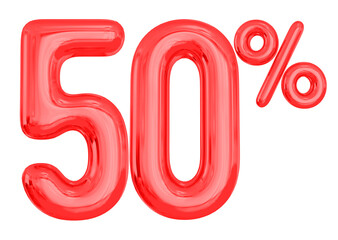 Number 50 Percent Off Red Balloon