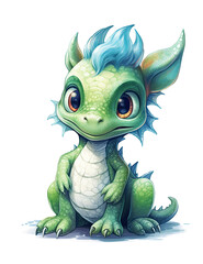 Adorable Baby Dragon, Pastel Colors, Nursery, Children's Wall Art, Whimsical, Cute. Generative AI