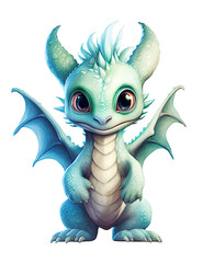 Fototapeta premium Adorable Baby Dragon, Pastel Colors, Nursery, Children's Wall Art, Whimsical, Cute. Generative AI