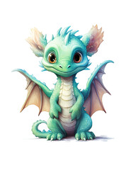 Fototapeta premium Adorable Baby Dragon, Pastel Colors, Nursery, Children's Wall Art, Whimsical, Cute. Generative AI